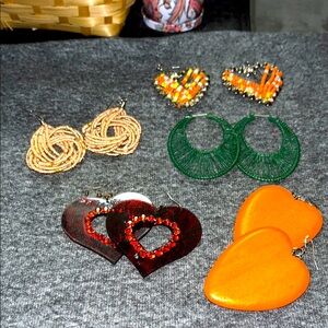 Orange Heart Earrings